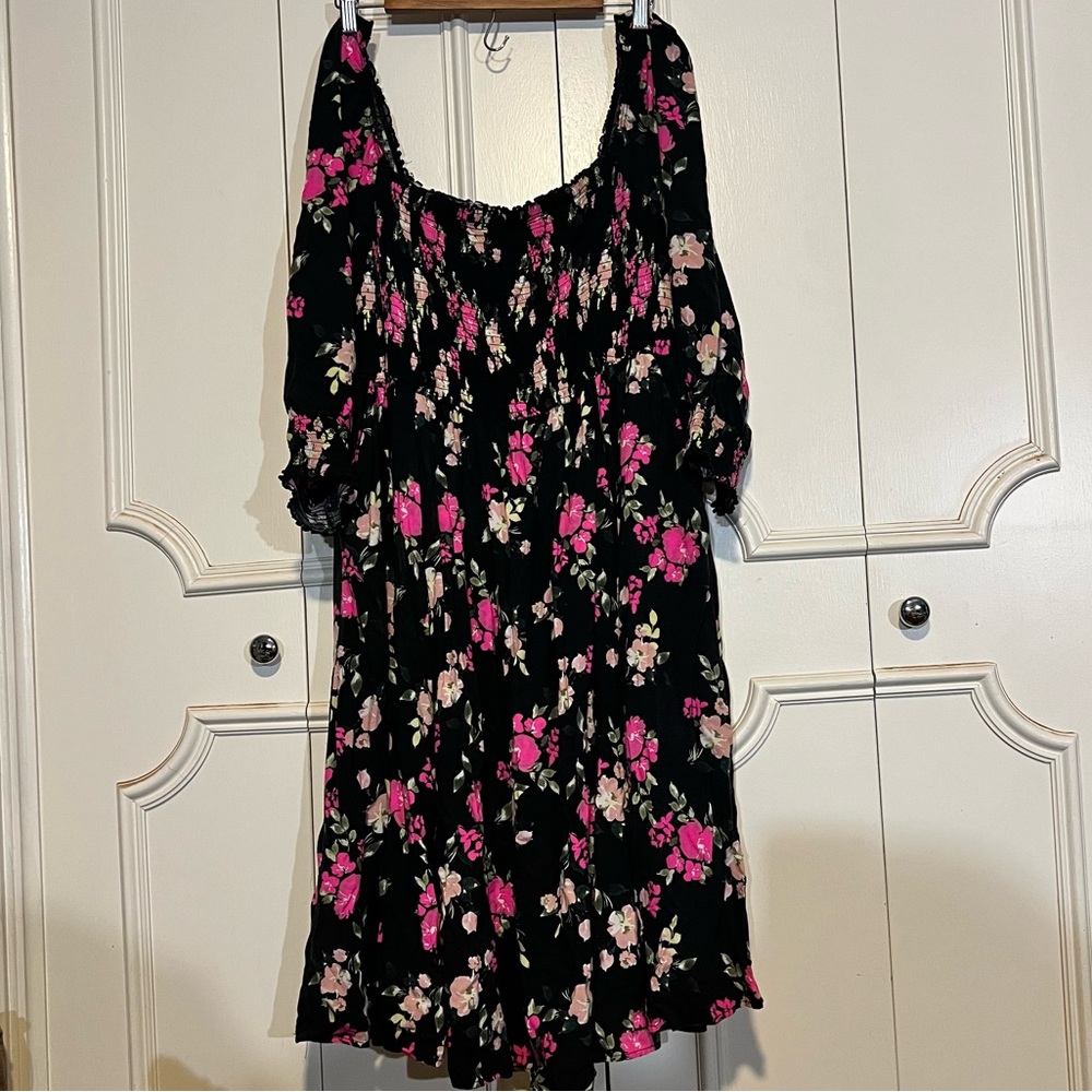 Torrid Black Floral Baby Doll Dress